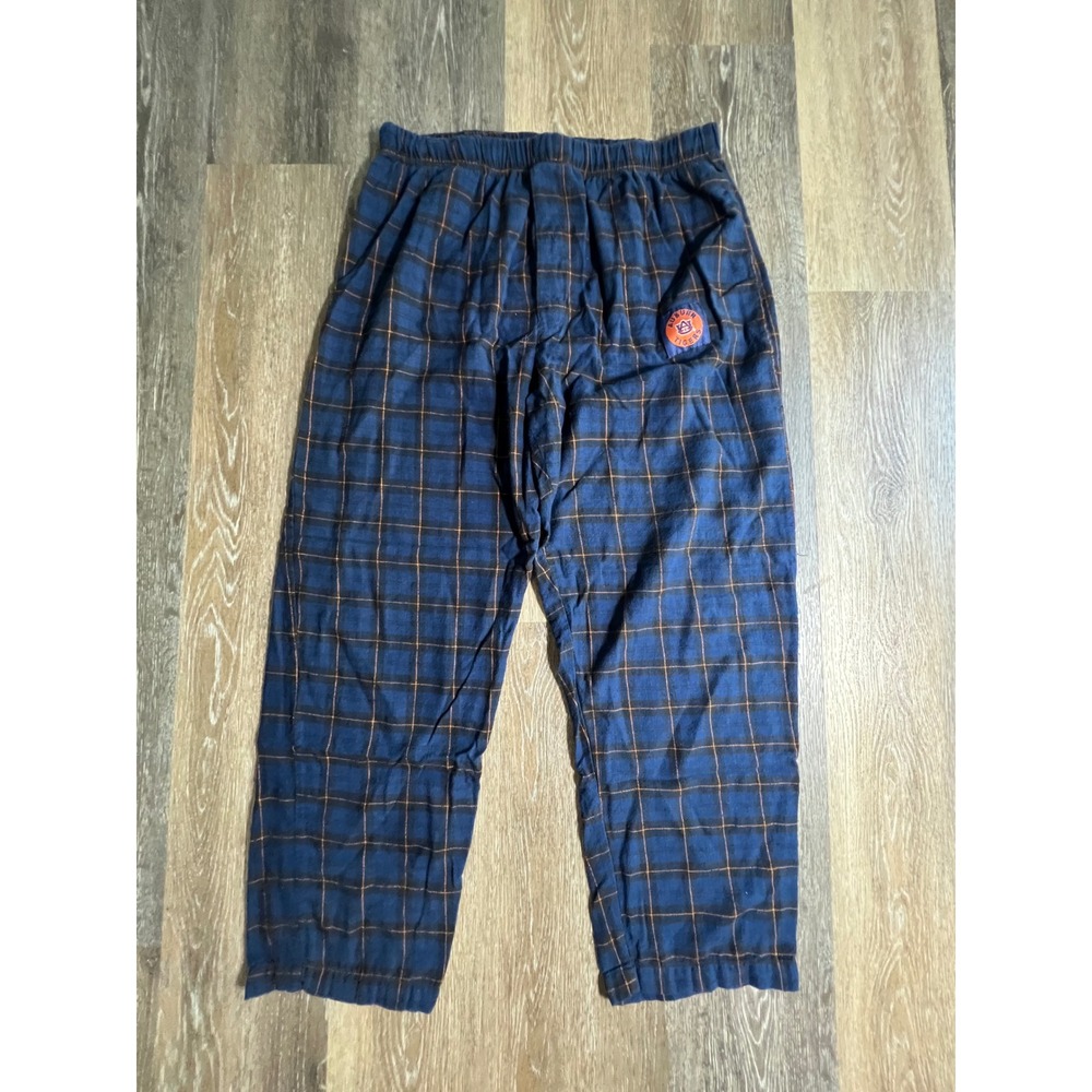 Sideline Apparel Auburn‎ Tigers Pajama Pants Mens Large Blue Orange Plaid Good